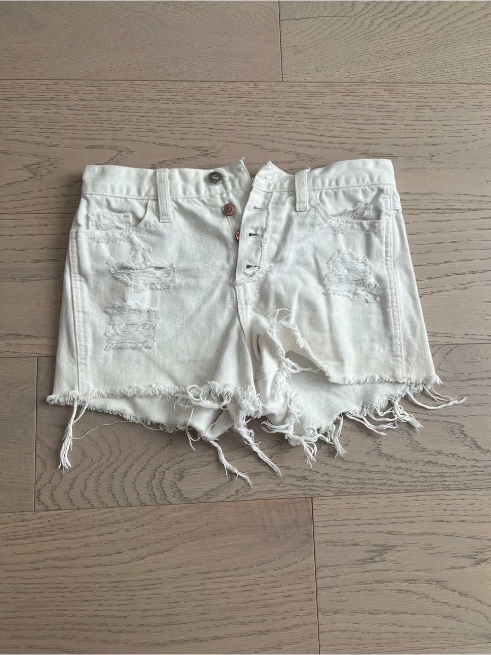 Hollister Distressed White Denim Cutoff Shorts - Women's